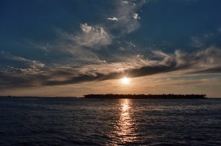 A normal sunset photograph during the Sunset Festival in Mallory Park in Key West, Florida