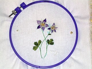 Brazilian Dimensional Embroidery Columbine Flower