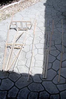 Assembled and ready to assemble pieces of the kayak