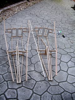 2 completed halves of the boat.