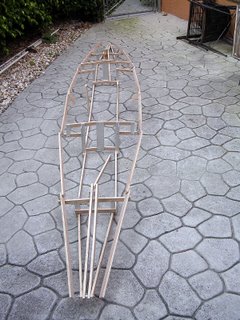 Assembled boat frame.