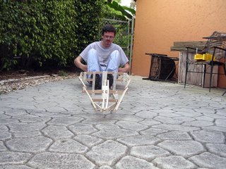 Mike Creuzer sitting in his PakYak Folding Kayak frame.