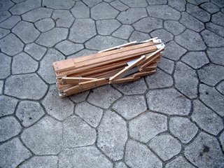Side view of the boat frame folded up.