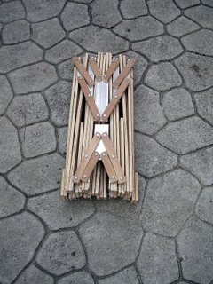 The boat frame folded up
