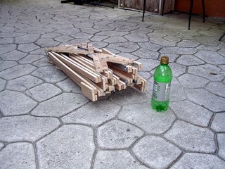 The boat frame folded up