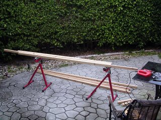 2 pieces of wood cut, two left to cut.