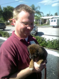 Chris and his new puppy
