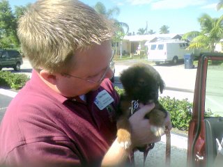 Chris and his new puppy