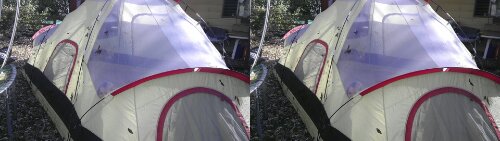 Space blanket tarp tent.